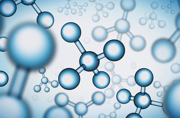 EPS 10. illustration molecule structure science background. Healthcare medicine 3d illustration. Chemistry background with blue cell or atom. Nuclear biotechnology, dna formula research.